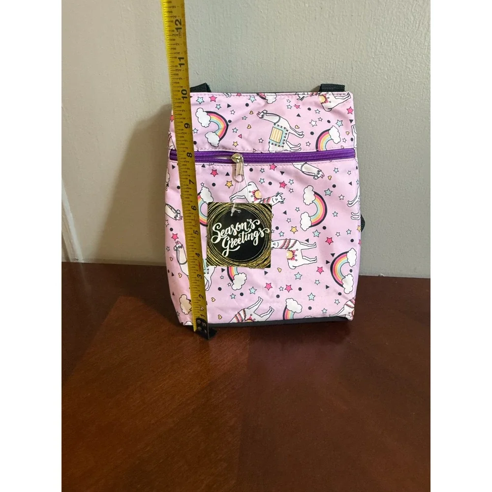 Pink Llama Rainbow Mini Backpack Small Travel‎ Bag Kids Tote